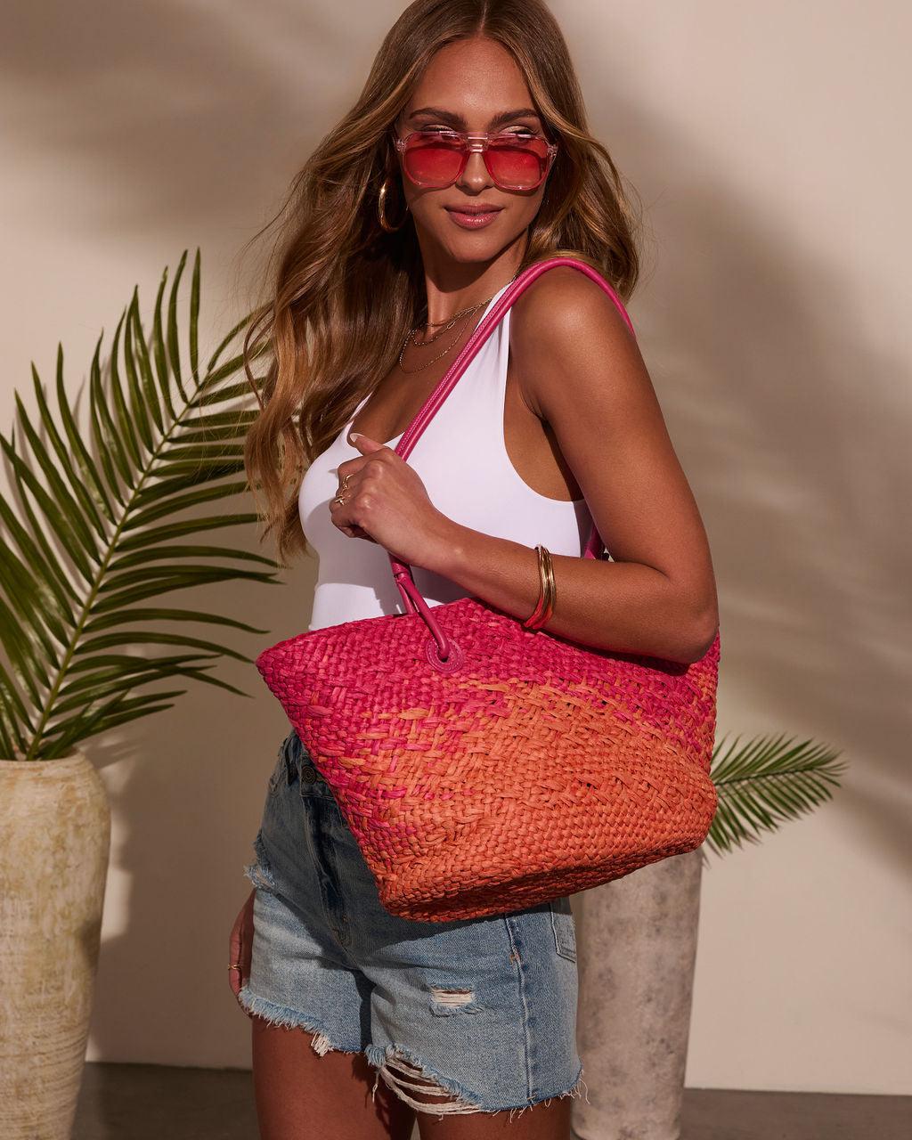 Out Of Office Woven Straw Tote Bag
