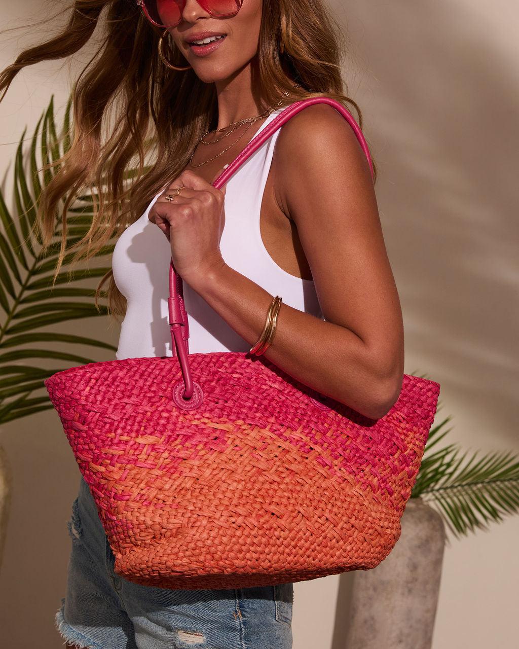 Out Of Office Woven Straw Tote Bag