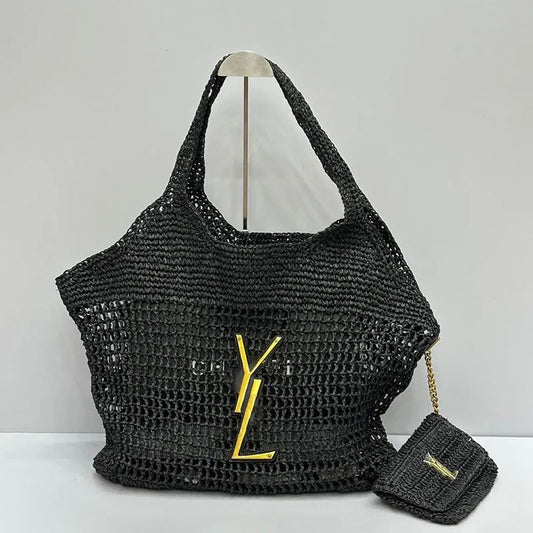 Icare raffia bag Black