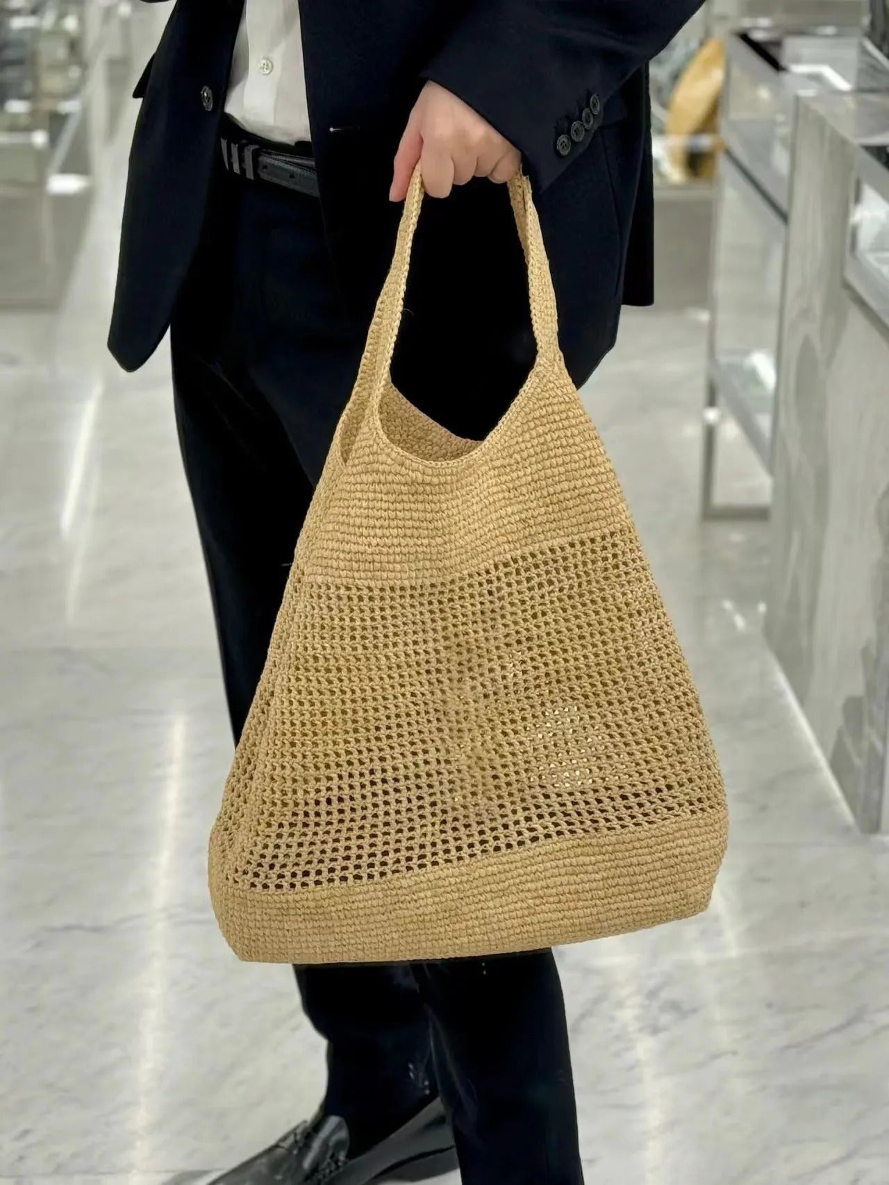 Icare raffia bag Black