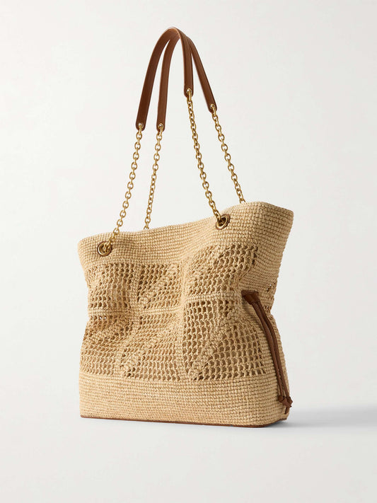 Jamie tote bag with raffia leather trim
